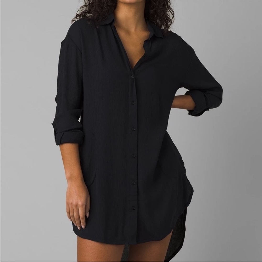 Prana Scheena Black Gauze Tunic Swim Coverup Size Medium - Picture 1 of 15